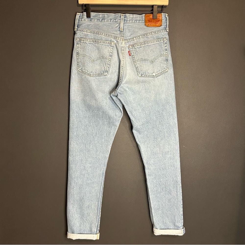 Levi’s 501 Button Fly Size 27 White Oak Cone Selvedge Denim Skinny Fit Jeans